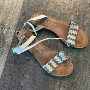 Chinese Laundry White and Brown Sandals Casual Flat Design